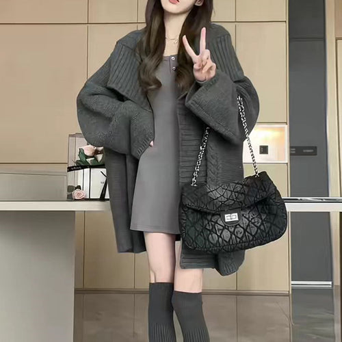 Ladies oversized cardigan with voluminous sleeves and a textured surface Amarae