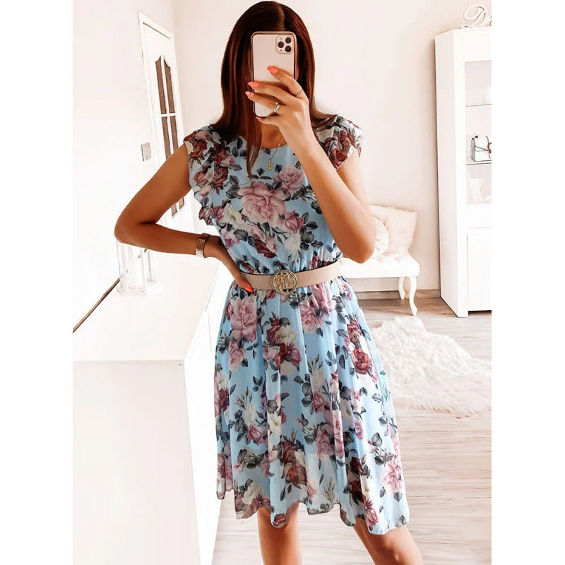 Lune London Floral Ruffle Midi Dress for Women