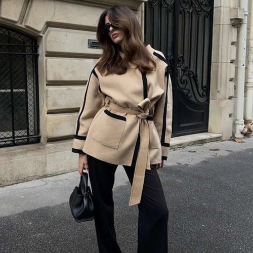 Trendy wrap jacket for women with graphic design Amarae