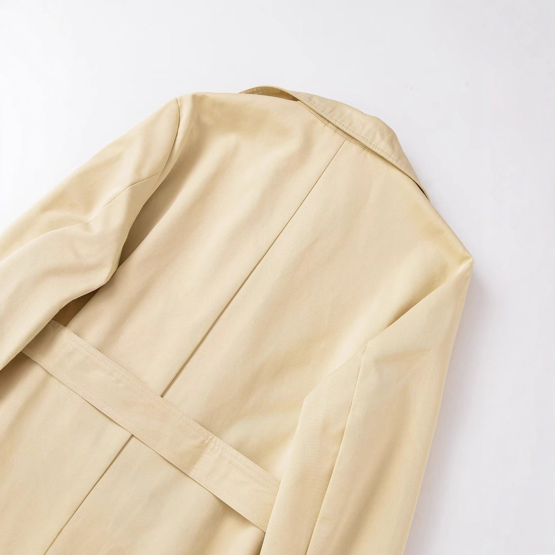 Women's midi trench coat made of lightweight functional fabric with tied belt and storm flap Amarae