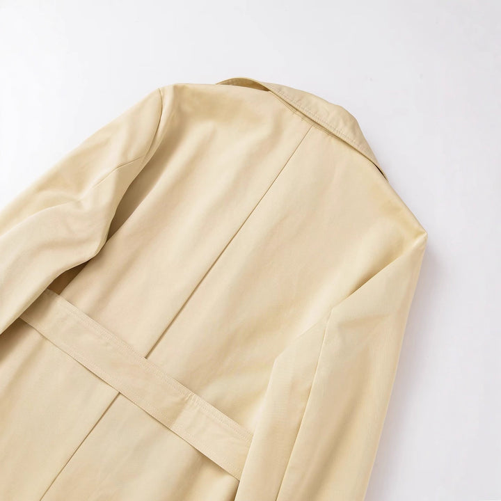 Women's midi trench coat made of lightweight functional fabric with tied belt and storm flap Amarae