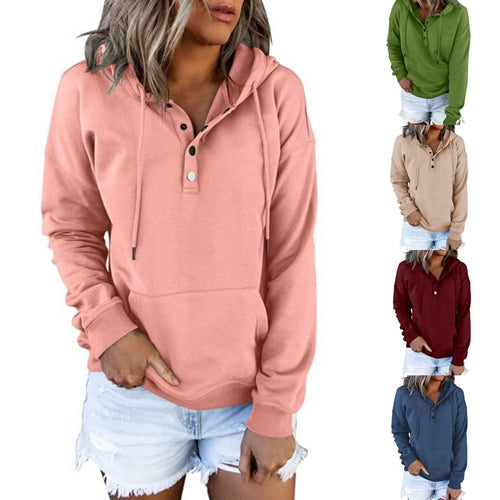Sporty hoodie for women with button placket and relaxed fit Amarae