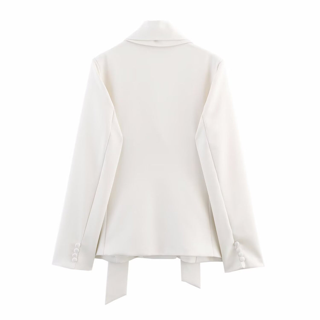 Women's blazer jacket with elegant bow detail and fitted cut Lune London