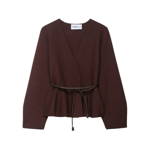 Elegant wrap jacket for women with waist tie and soft fabric Amarae