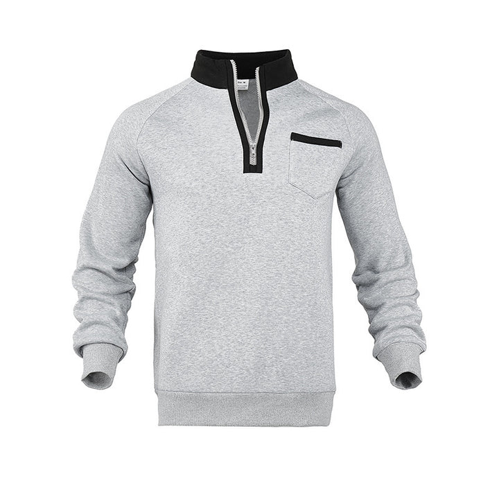 Men's modern hoodie with chest pocket and half-zip and chic sporty elements