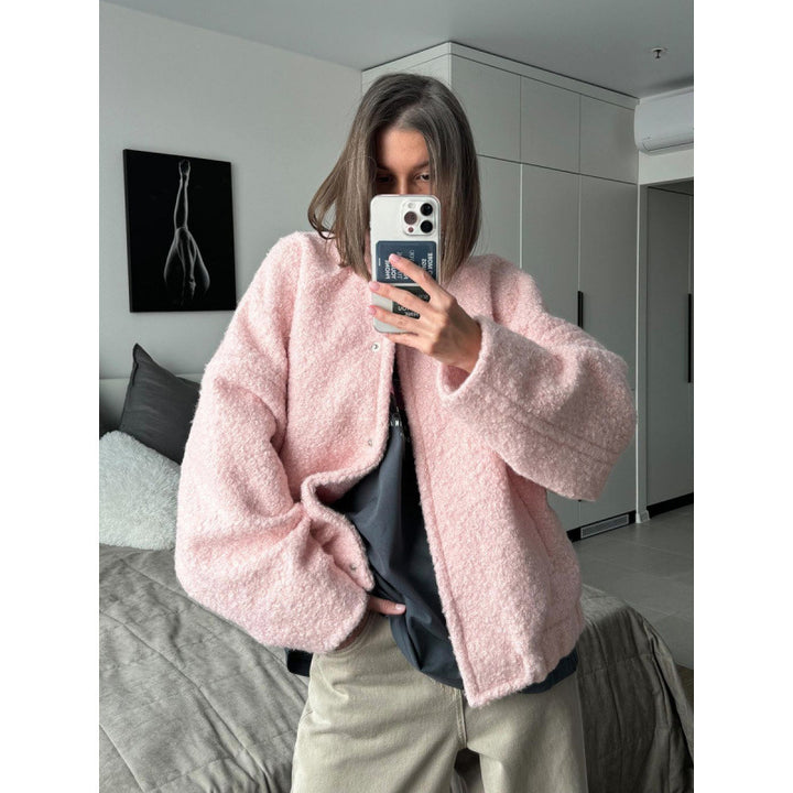 Ladies Cozy Teddy Hoodie Jacket with Side Pockets Lune London