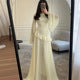 Women's Gala Maxi Dress Bell Sleeves Tiered Skirt