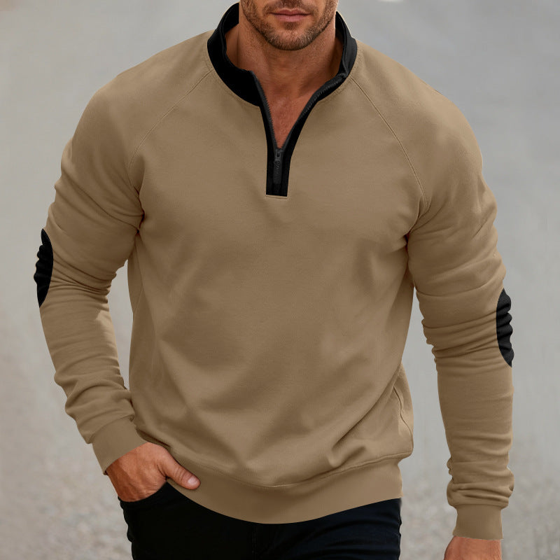 Men's sporty hoodie with short zipper and contrasting elements in Lune London