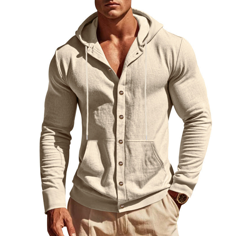 Men's hoodie with button placket and practical pockets Lune London
