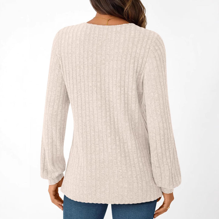 Women's comfortable long sleeve t-shirt with structured V-neck Lune London