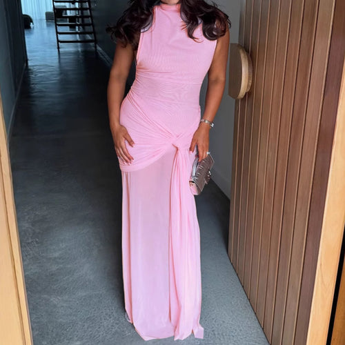 Elegant maxi dresses for women with creative draping details and a fitted cut Amarae
