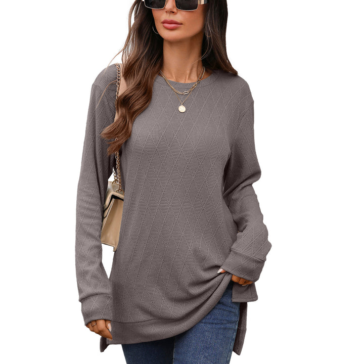 Long sleeve shirt for women with textured pattern and side slits Lune London