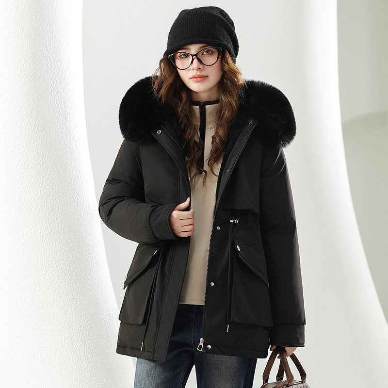 Ladies trendy winter jacket with removable hood and high-quality faux fur Lune London