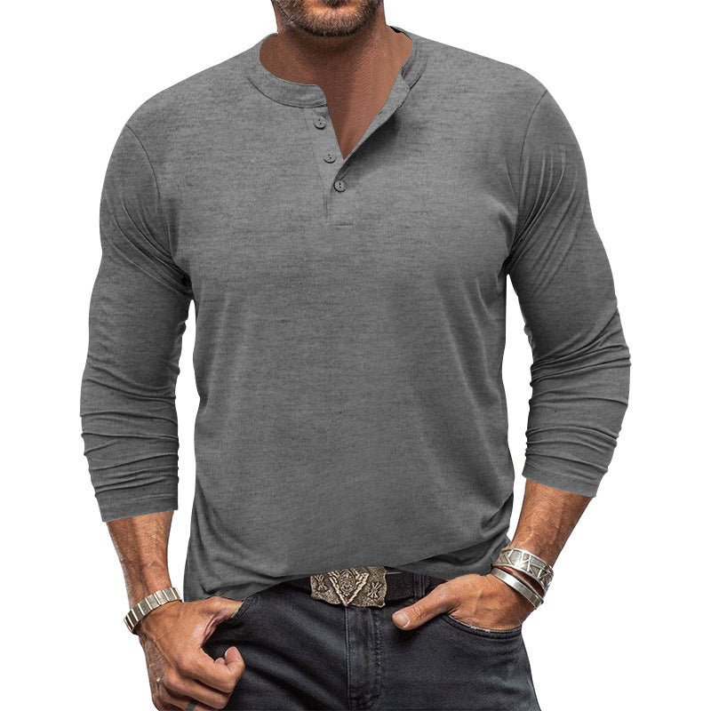 Men's Long Sleeve T-Shirt with Button Placket Amarae