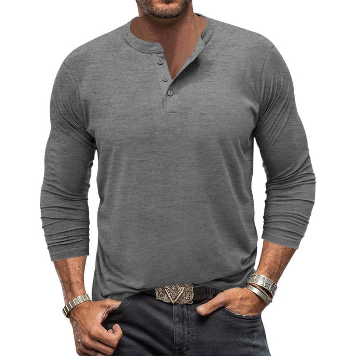 Men's Long Sleeve T-Shirt with Button Placket Amarae