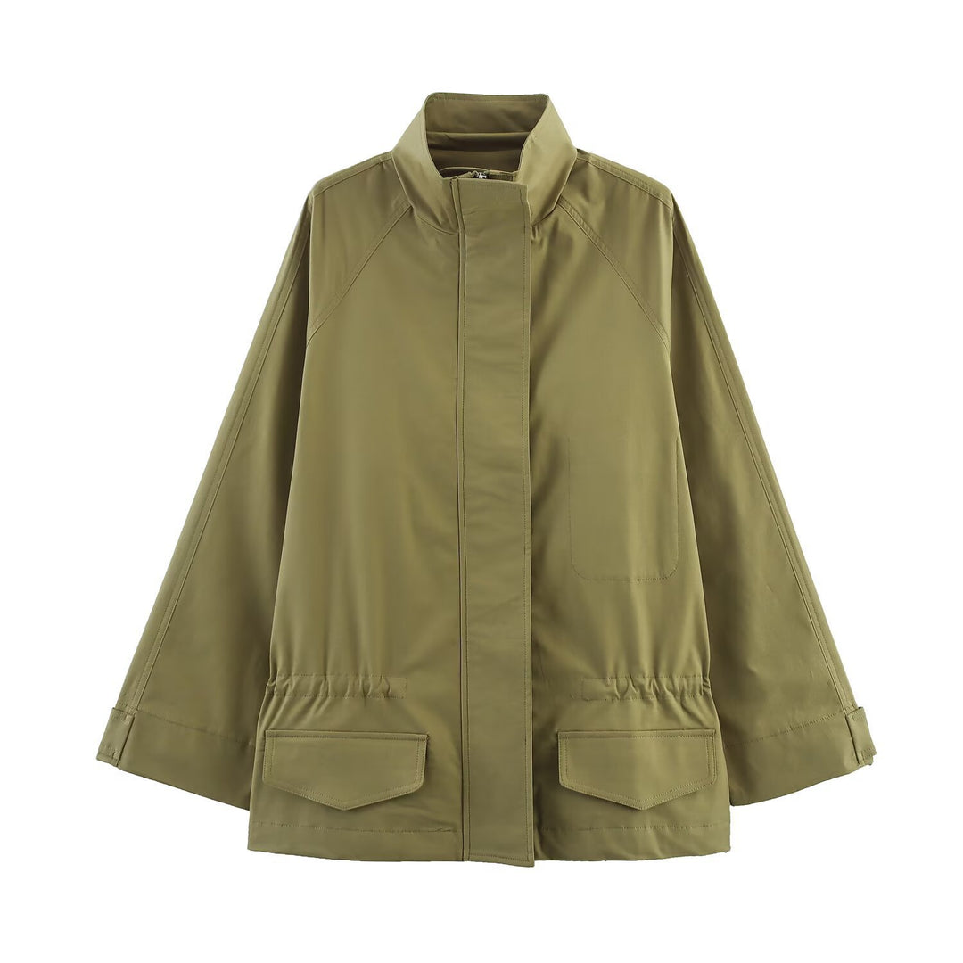 Casual utility jacket for women with high collar and practical pockets Lune London