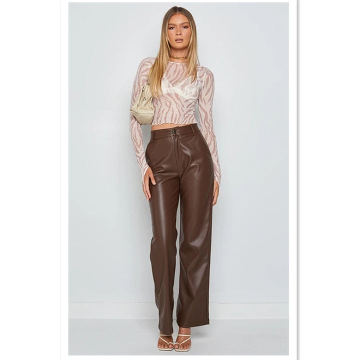 Faux leather trousers for women, with wide legs and a chic elegant fit Lune London