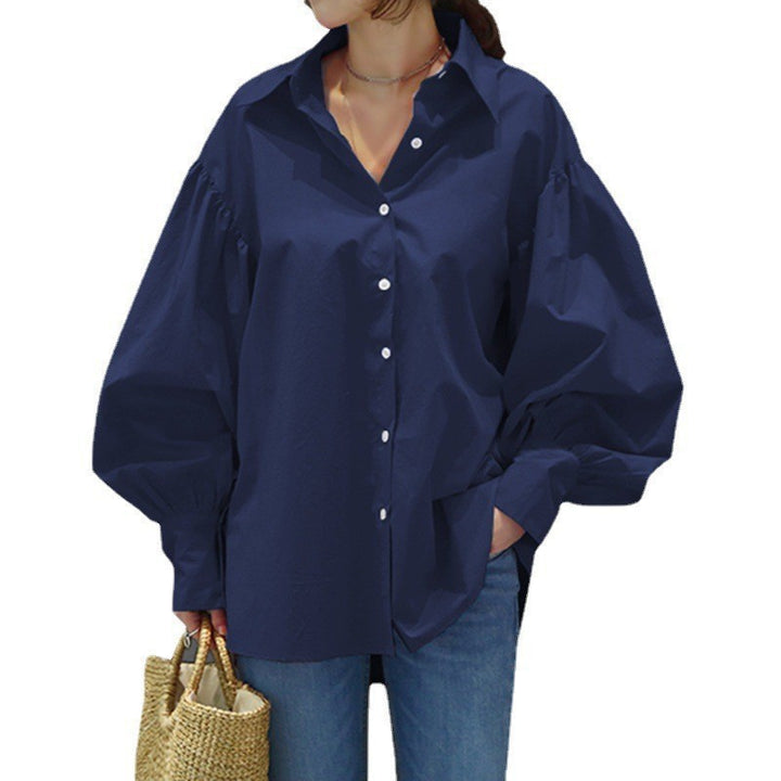 Women's Oversize Blouse with Balloon Sleeves and Shirt Collar Amarae