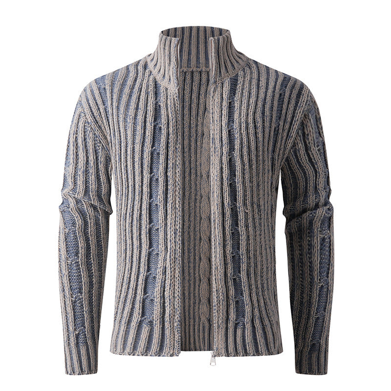 Fashionable knit jacket for men with high zipper and unique pattern Lune London