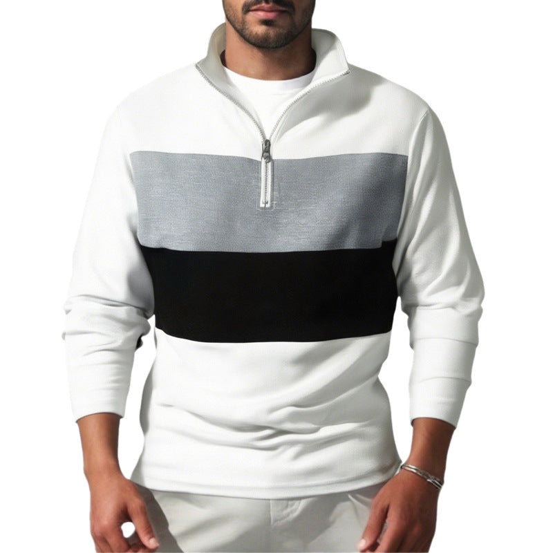 Sporty sweater for men with stand-up collar and zipper Lune London