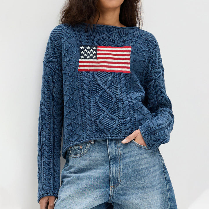 Knit sweater for women with American flag design Lune London
