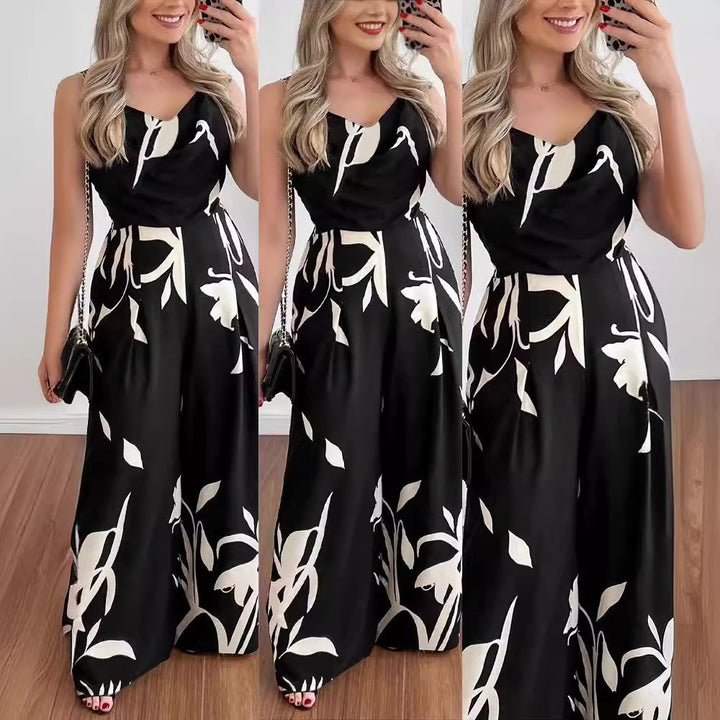 Ladies Fluid Jumpsuit with Floral Print Lune London