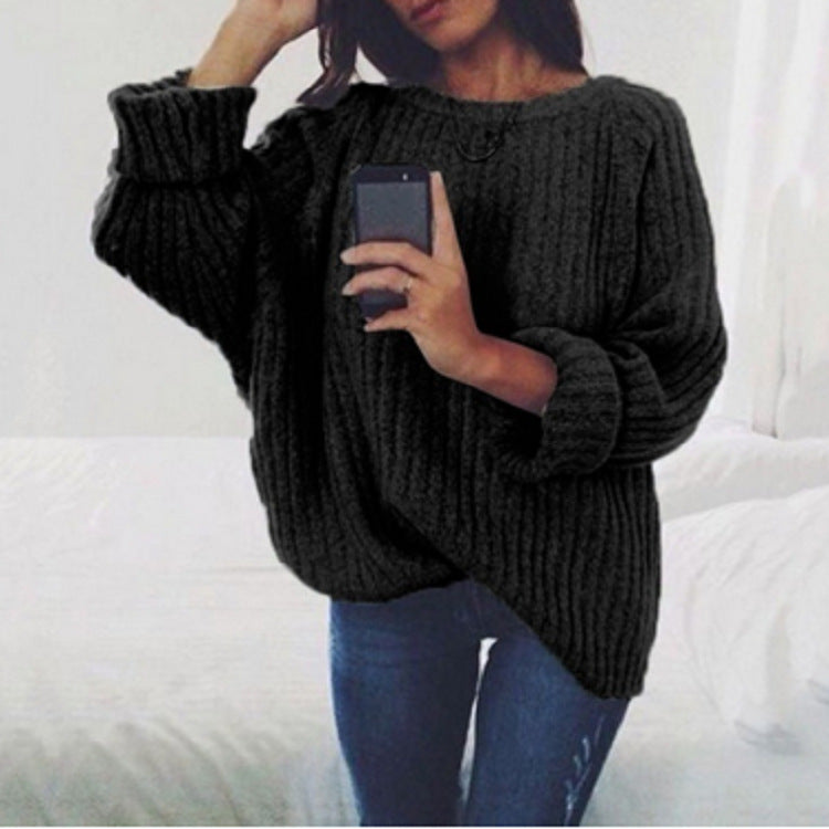 Oversized knit sweater for women with textured ribbed pattern and relaxed fit Lune London