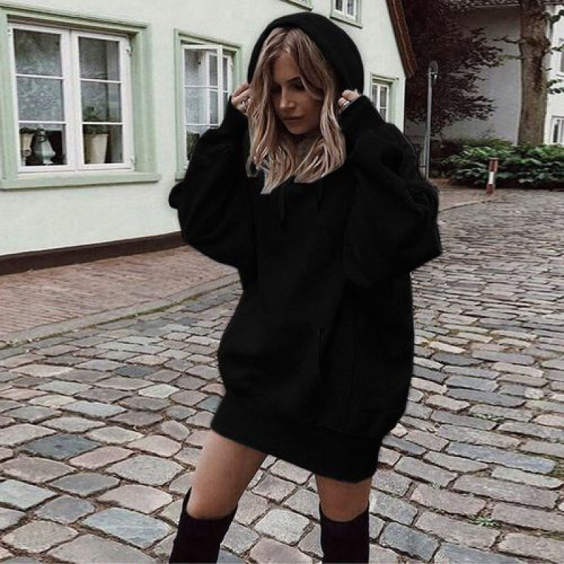 Hooded dress for women in soft cotton blend with practical pockets and a comfortable fit Lune London