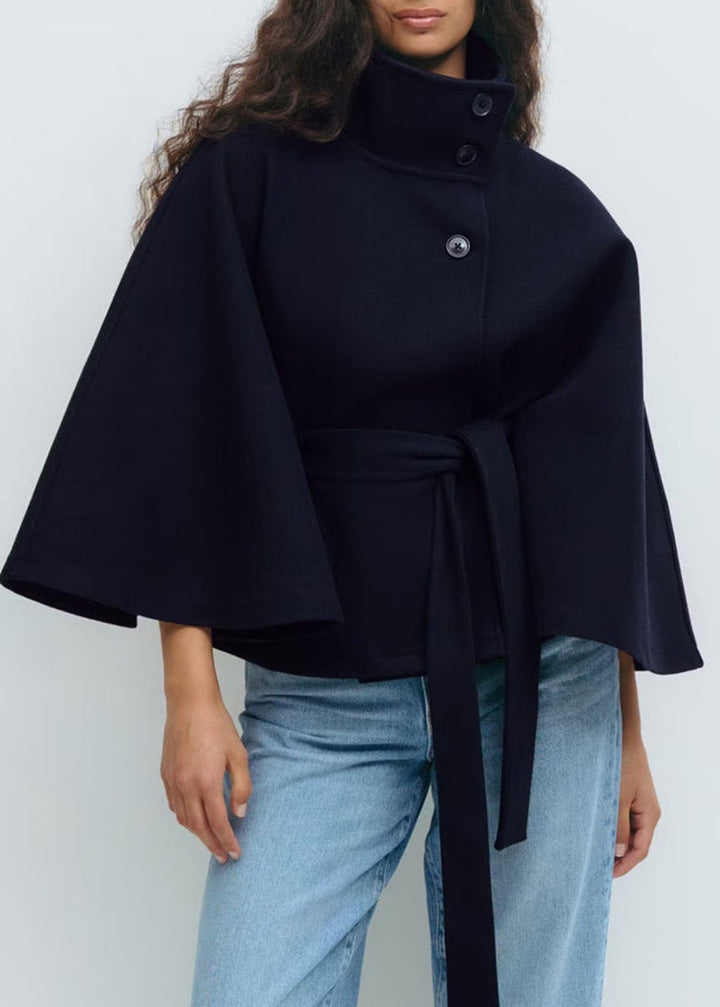 Women's wrap jacket with elegant stand-up collar and wide-cut sleeves Lune London