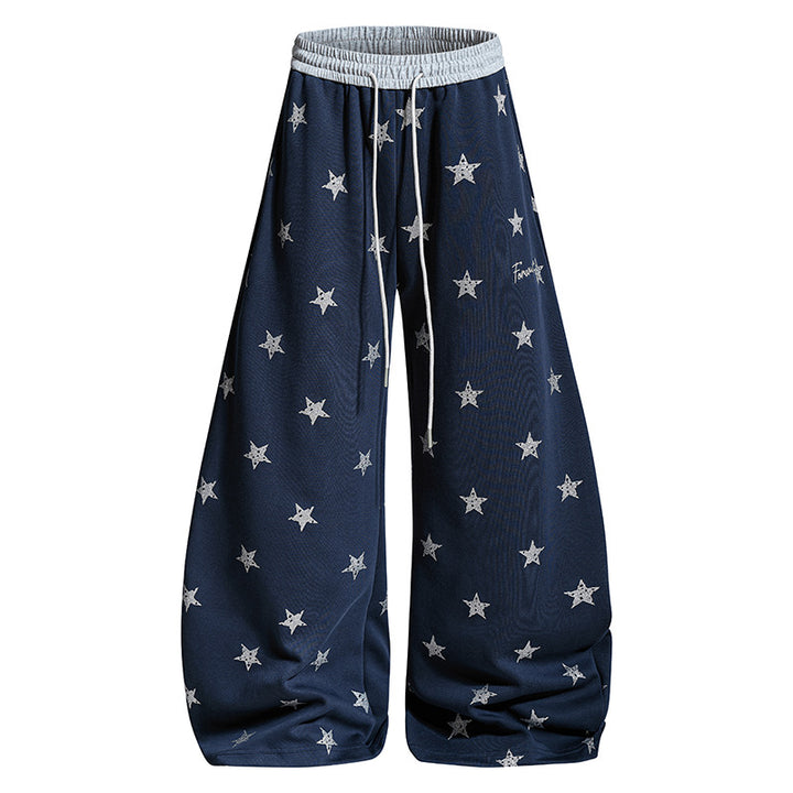 Women's Loose Lounge Pants with Star Print and Elastic Drawstring Amarae