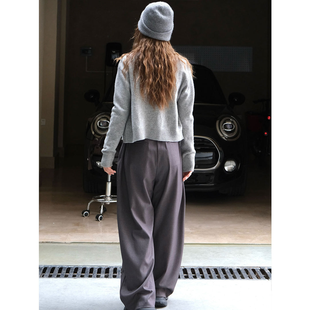 Women Elegant Wide High-Waist Palazzo Pants with Pleats and Flowing Viscose Look Amarae