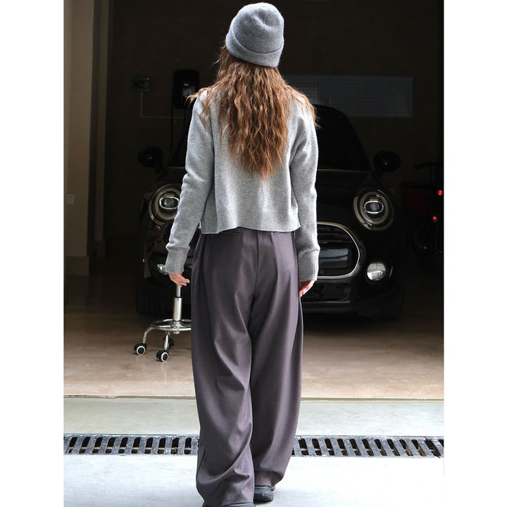 Women Elegant Wide High-Waist Palazzo Pants with Pleats and Flowing Viscose Look Amarae