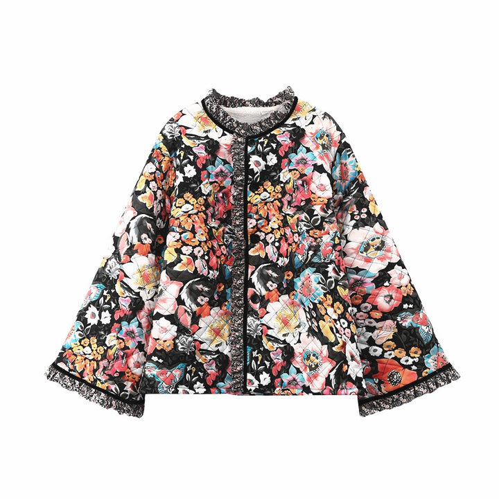 Quilted floral jacket for ladies with luxurious lining Amarae