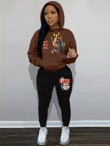 Urban hoodie and jogging set for women with artistic print Amarae