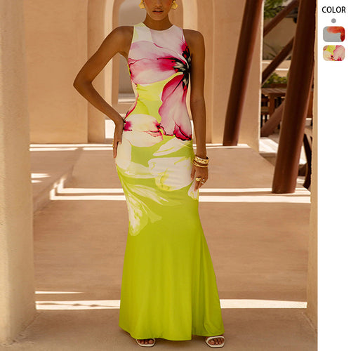 Women's maxi dress with floral accents and figure-hugging cut Amarae