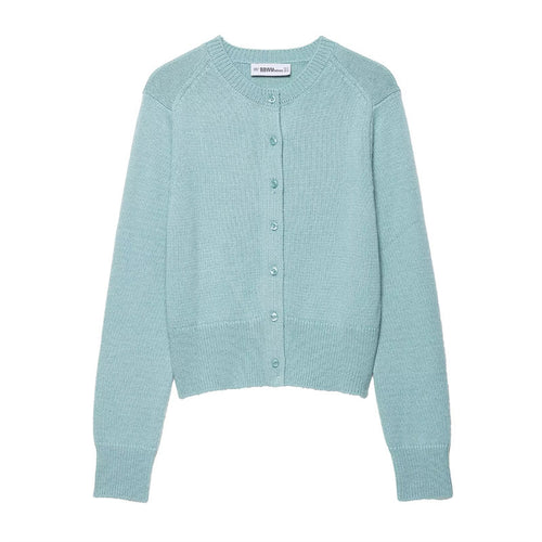 Lightweight knit jacket for women with button placket and classic round collar Amarae