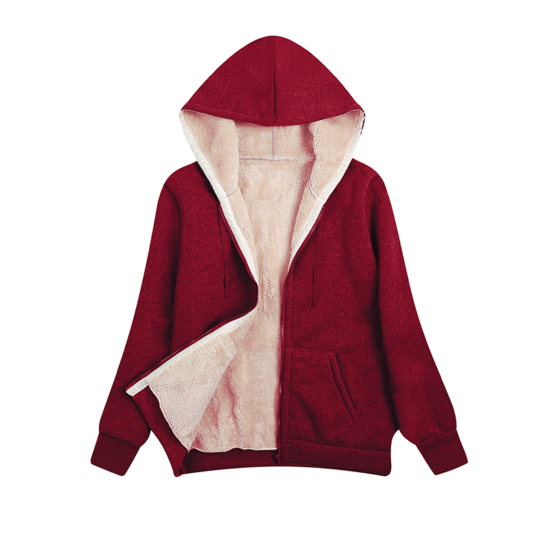 Ladies cozy fleece jacket with hood and pockets Lune London