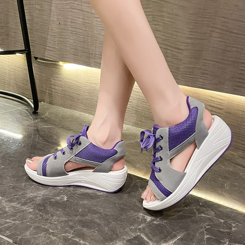 Women's athletic sandals with breathable mesh upper and flexible wedge sole Amarae