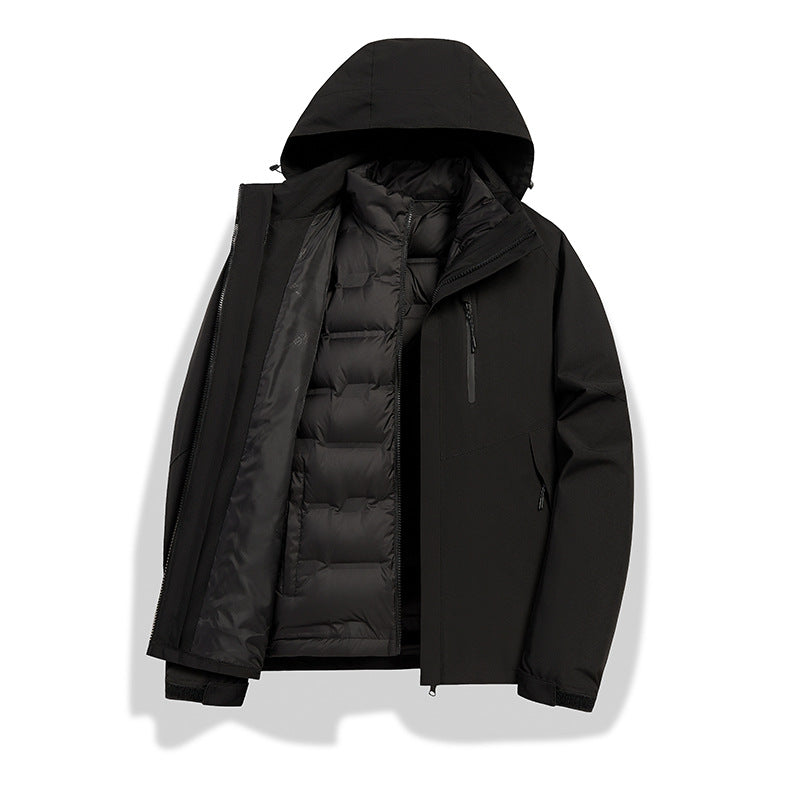 Men's two-in-one weather protection jacket with detachable quilted inner lining, hood, and waterproof membrane Amarae