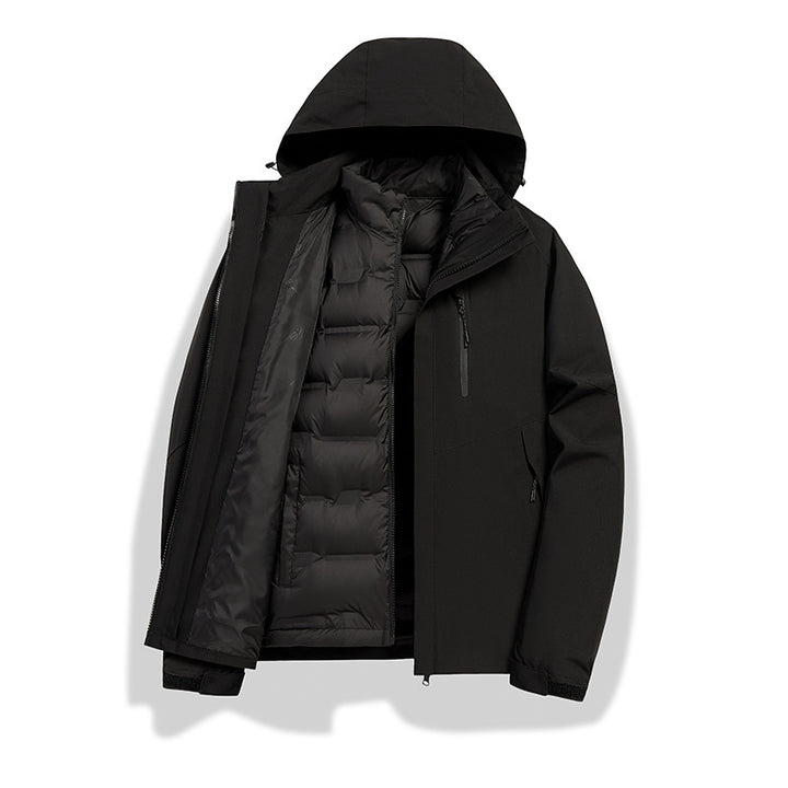 Men's two-in-one weather protection jacket with detachable quilted inner lining, hood, and waterproof membrane Amarae
