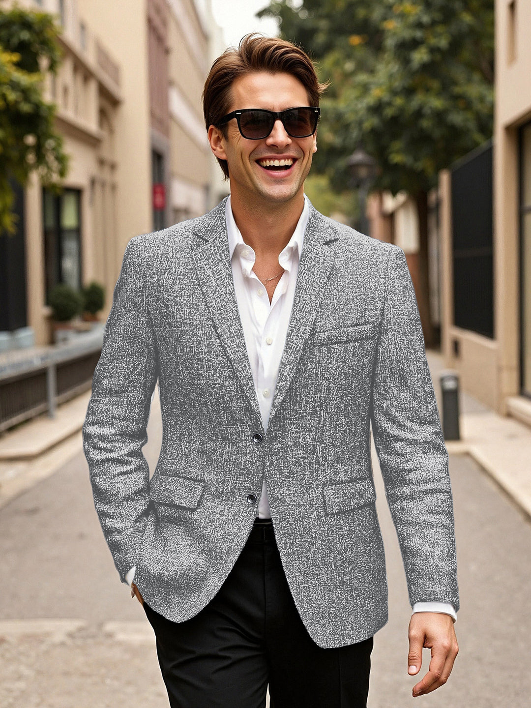 Modern structured jacket for men in fine fabric Lune London