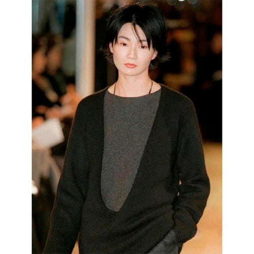 Pull en tricot épais pour femmes avec décolleté en V et coupe décontractée Chic & Stil