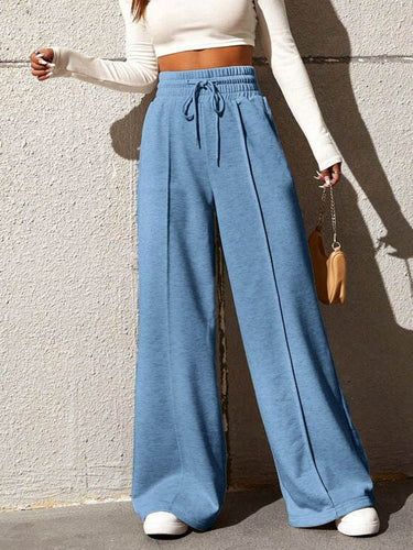 Wide sports pants for women with elastic waistband and side pockets Amarae