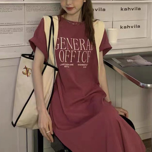 Women's Casual T-Shirt Dress with Creative Slogan Amarae