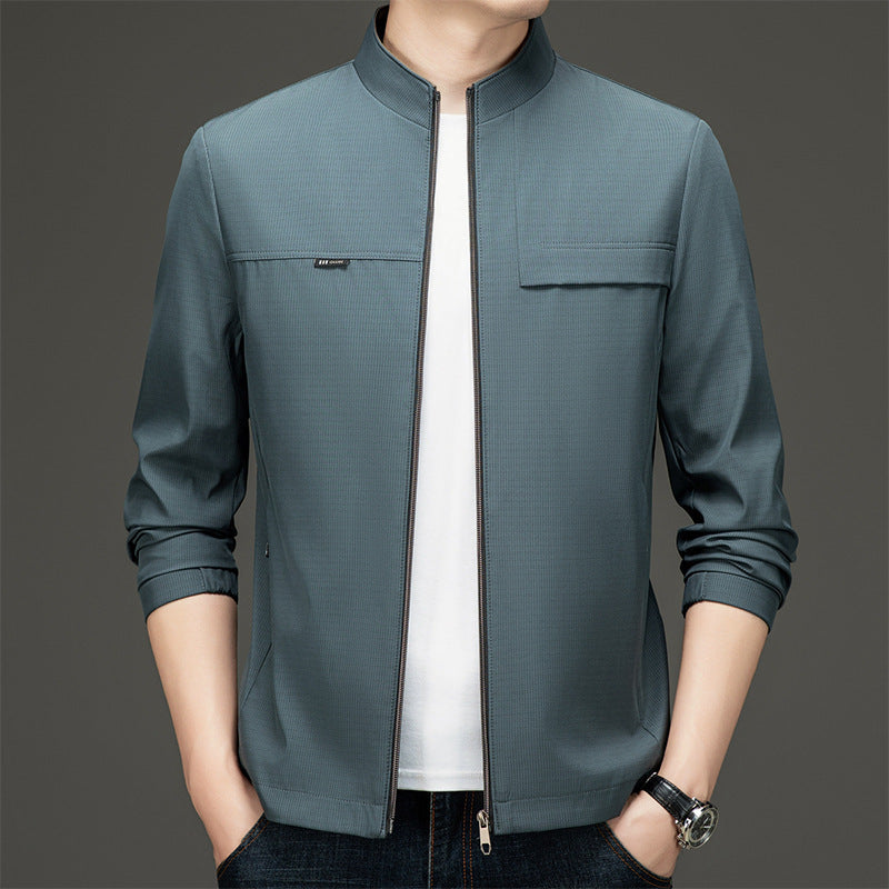 Elegant and sporty transition jacket for men with high collar Lune London