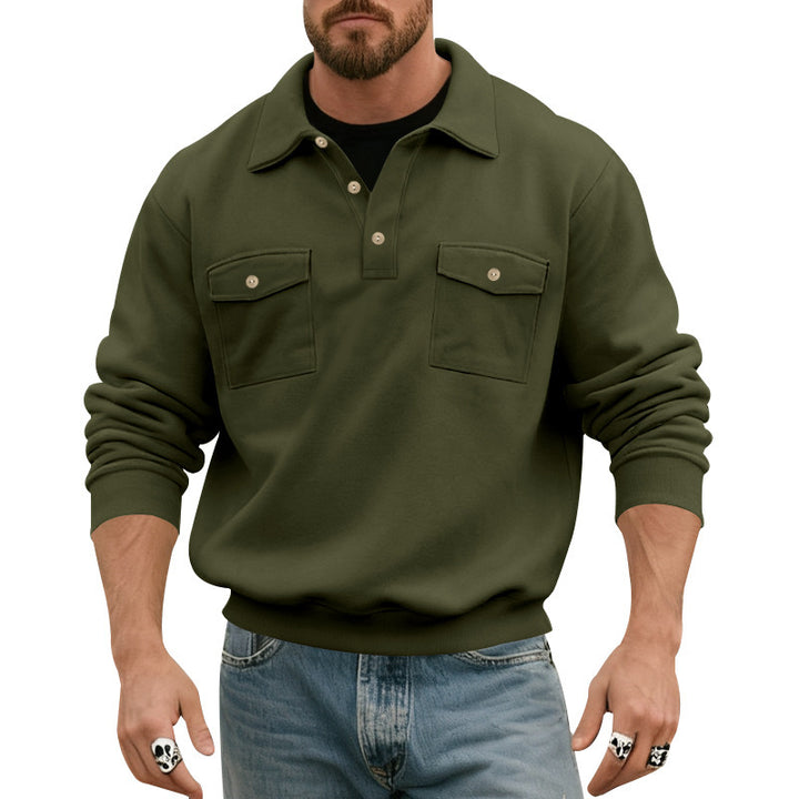 Comfortable fleece pullover for men with practical chest pockets Lune London