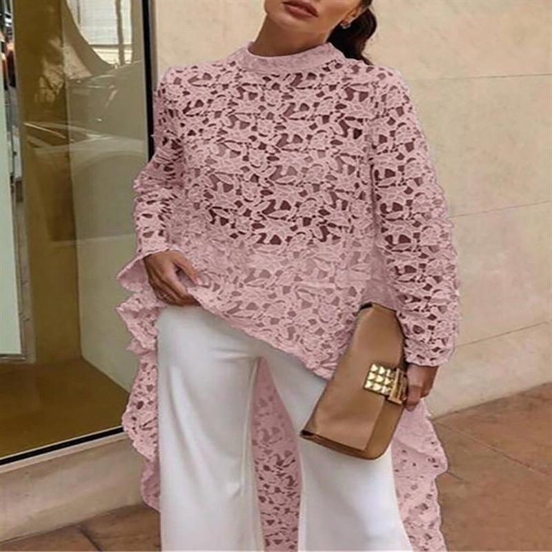 Lace top for women with asymmetric hem Lune London