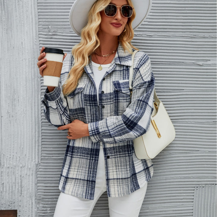 Chic and Stylish Women’s Casual Flannel Check Shirt Jacket