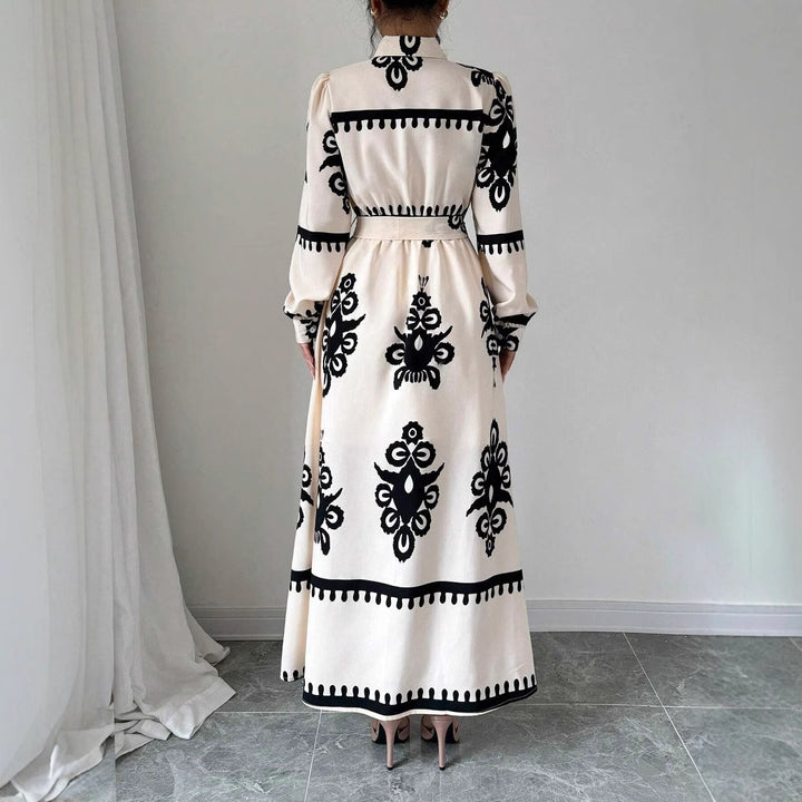 Maxi dress for women with vintage pattern Lune London