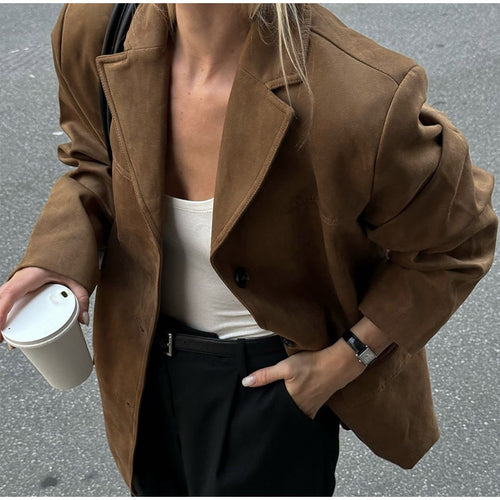 Ladies luxury suede blazer with a chic elegant cut